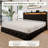 Upholstered Platform Bed with 4 Storage Drawers, Velvet Queen Size Bed with Storage Shelf Headboard&Charging Station&Led Lights, Black-946315563-946315562