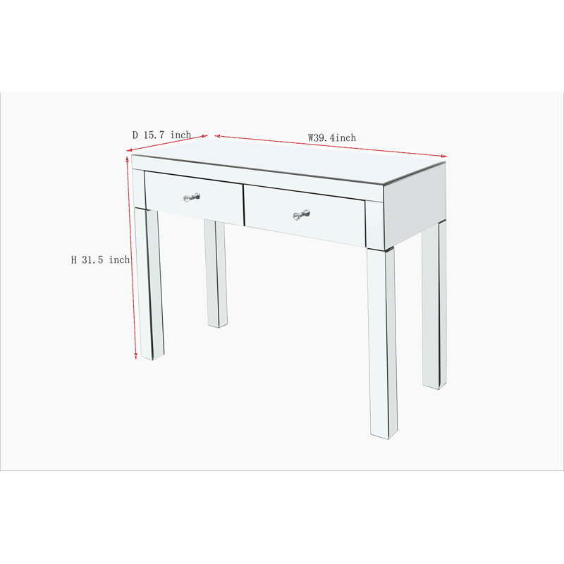 Mirror Desktop Dressing Table, 2 Drawer Dressing Table, Suitable for Female and Girl Home Offices