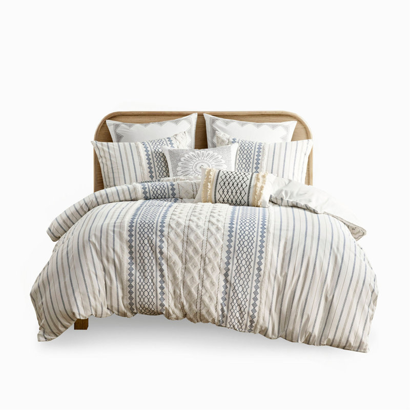 Ensemble de housse de couette en coton avec chenille, Housse de couette très grand et 2 taies, Vert
