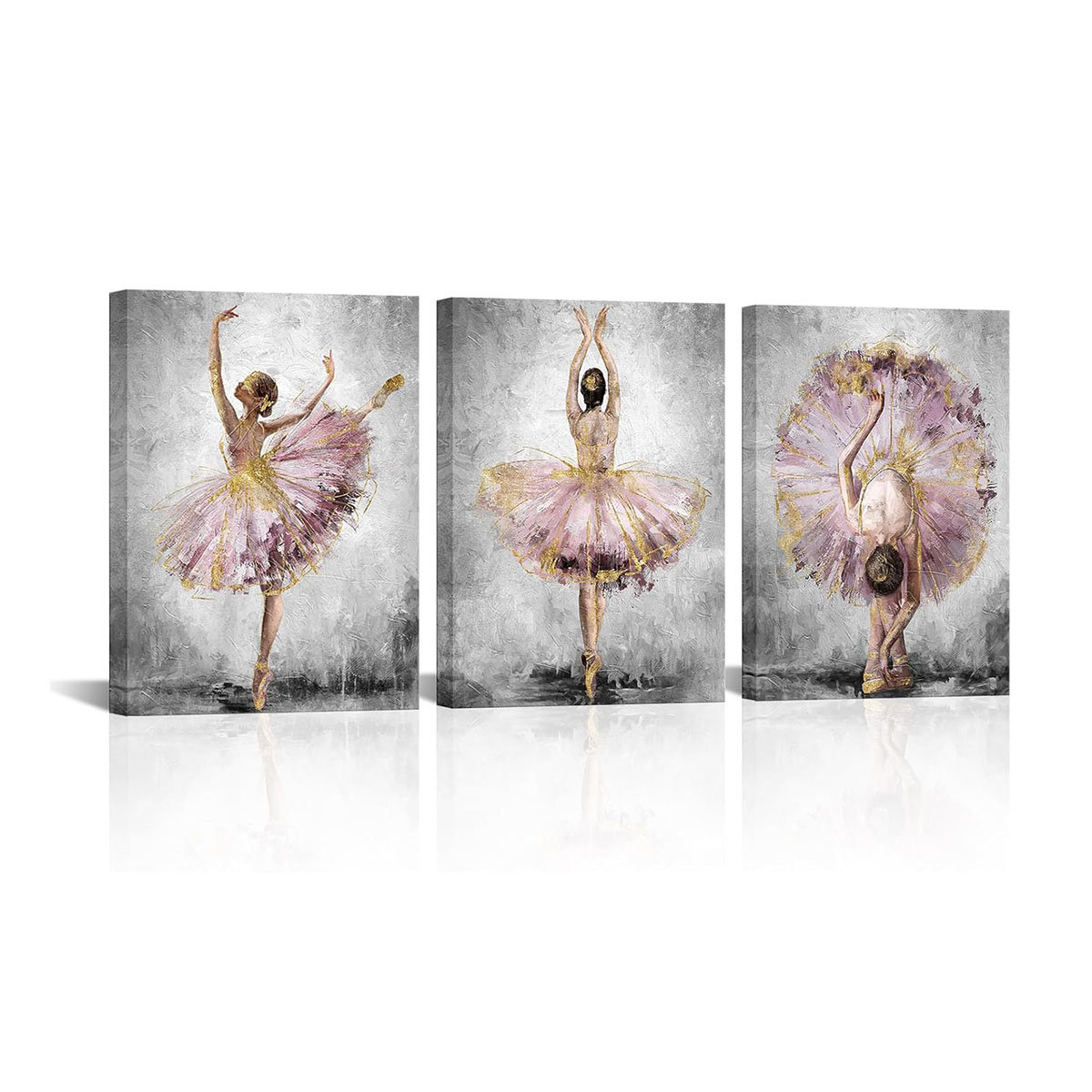 Mercer41 3 Pieces Ballerina Wall Art Elegant Ballet Dancer Contemporary ...