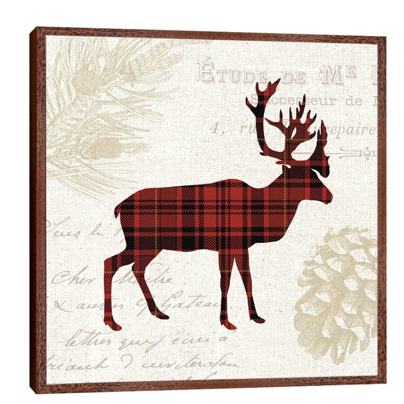 Plaid Lodge I by Wild Apple Portfolio - Print on Canvas, Brown Framed, 93.98 cm H x 93.98 cm W
