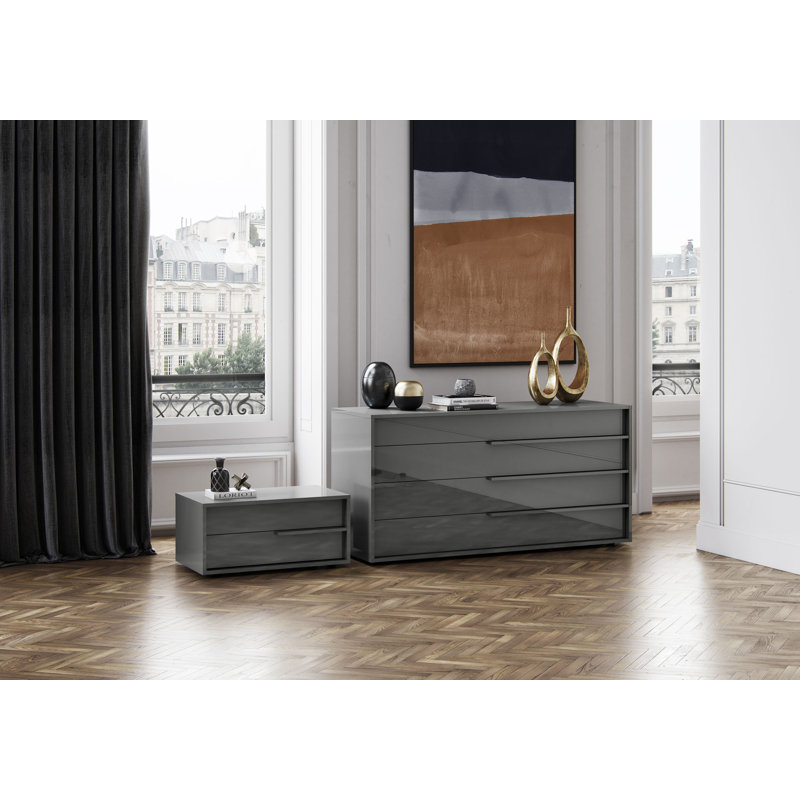 Jane 4 - Drawer Dresser, Glossy Dark Gull Gray