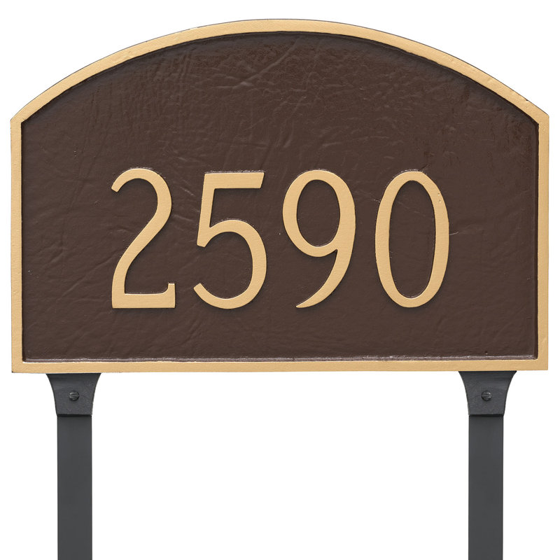 Enseigne d’adresse pour pelouse sur 1 ligne Prestige, Bleu marine / doré, Oui