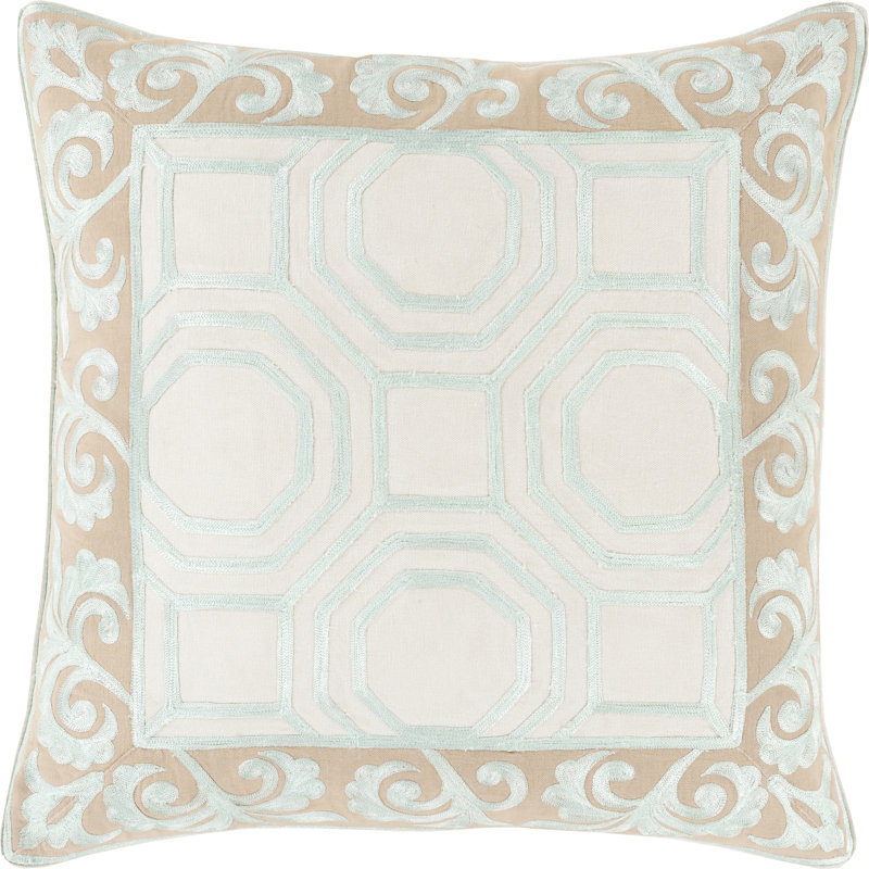 Geometric Cotton Pillow Cover, 20" H x 20" W X 0.25" D