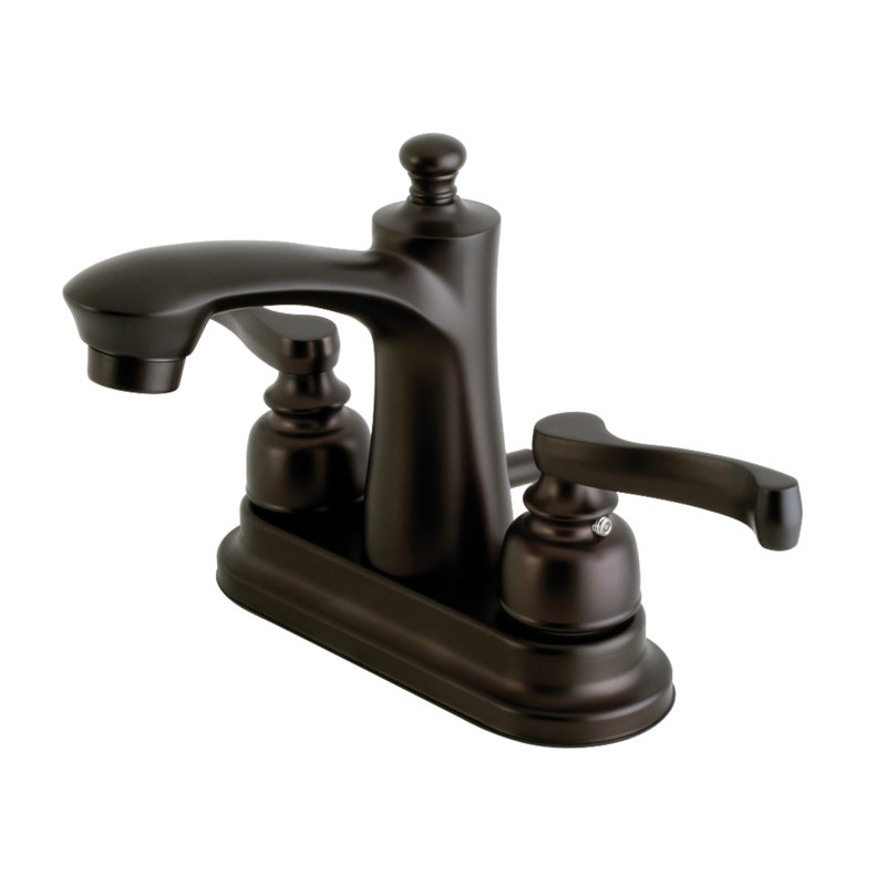 Kingston Brass Royale Two-Handle 3-Hole Deck Mount 4" Centerset Bathroom Faucet with Plastic Pop-Up, Oil Rubbed Bronze