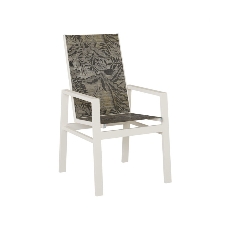 Chaise de salle à manger à haut dossier en aluminium blanc mat Berlin, Blanc mat, Sumba moka
