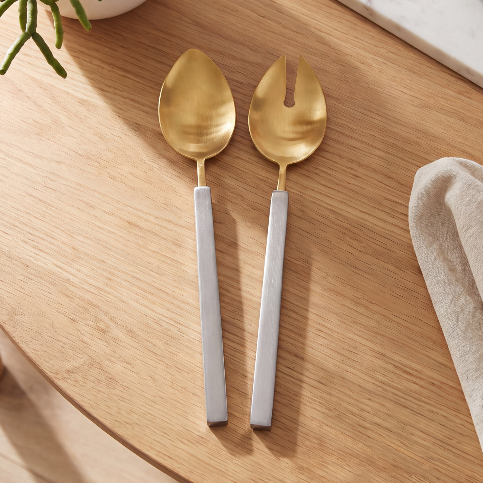 Hvar Stainless Steel Salad Servers, Silver/Gold