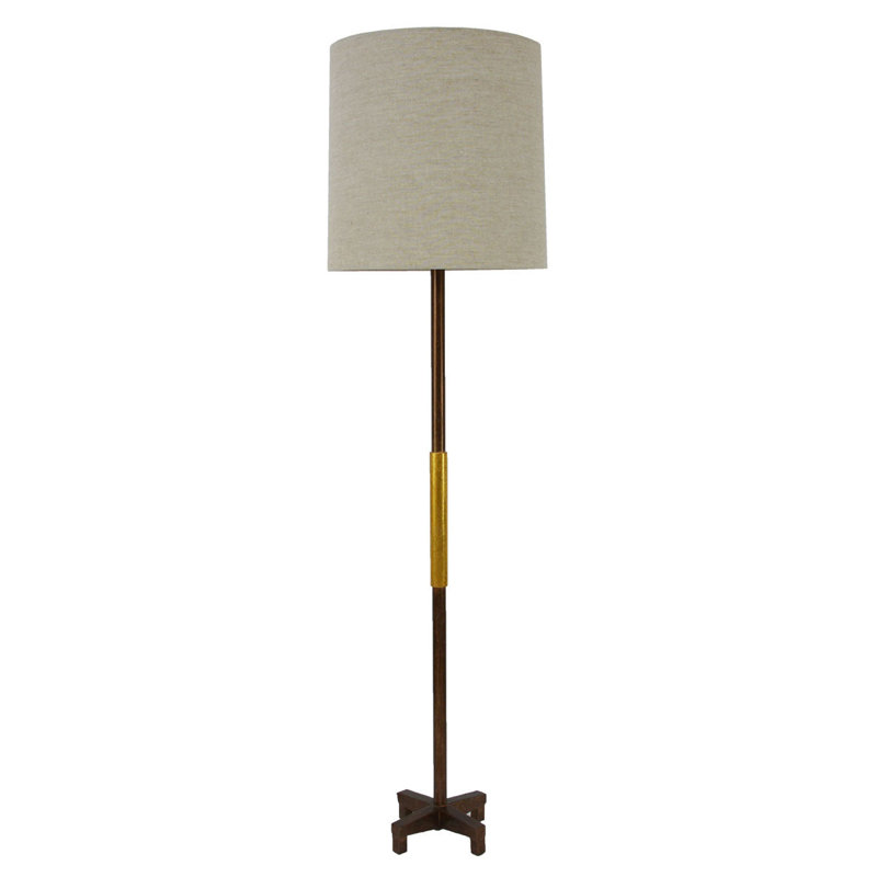 Seline Floor Lamp, Antiqued Brown/Gold Leaf, Natural Gray 