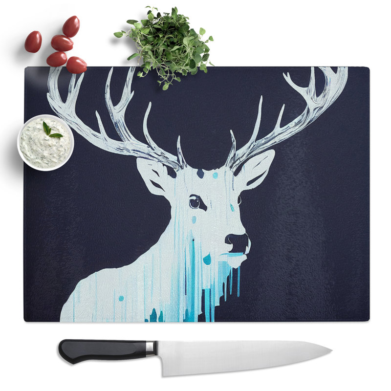 Ice Cool Stag Abstract  Glass Chopping Board