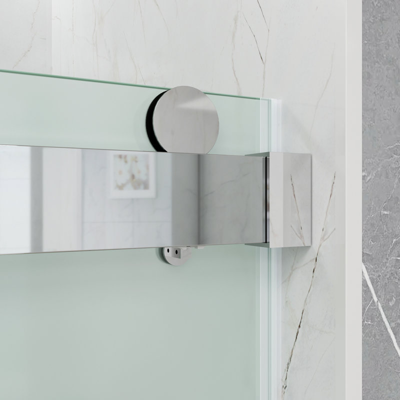 Porte de douche à double fermeture coulissante sans cadre avec verre givré de 3/8 po (10 mm) Opal Mirage MCOCOD l 56-61 "x H 79"