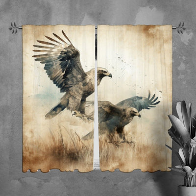 Eagle Window Curtains Animals Beige Drapes