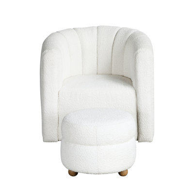 Modern Living Room Swivel Chair With Boucle Fabric Solid Wood And Plywood