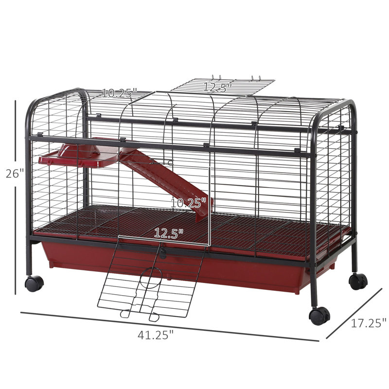 41 "l Cage à furet avec mangeoire, rampe, plateforme, roues pour lapin 41,5" l petits animaux - inclus les lapins et les furets