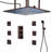 Fontana Sierra Light Oil Rubbed Bronze Multi Color LED Showerhead with Adjustable Body Jets and Mixer Solid Brass Ceiling Mount Rainfall System
