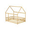 Lit en bois avec structure de toit, garde-corps de sécurité pour chambre à coucher-549835214-549835216