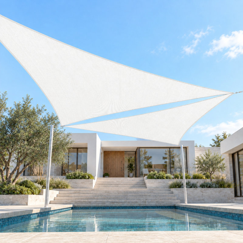 Toile d'ombrage triangulaire Colourtree avec trousse de quincaillerie d'installation, 22 pi x 22 pi x 22 pi, Blanc