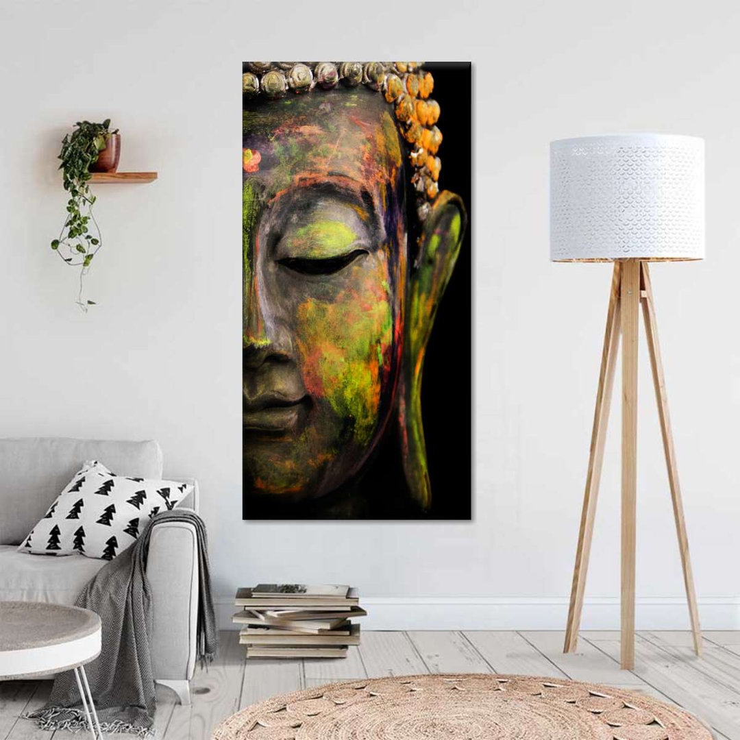 " Half Buddha Face Canvas Print " Bungalow Rose 