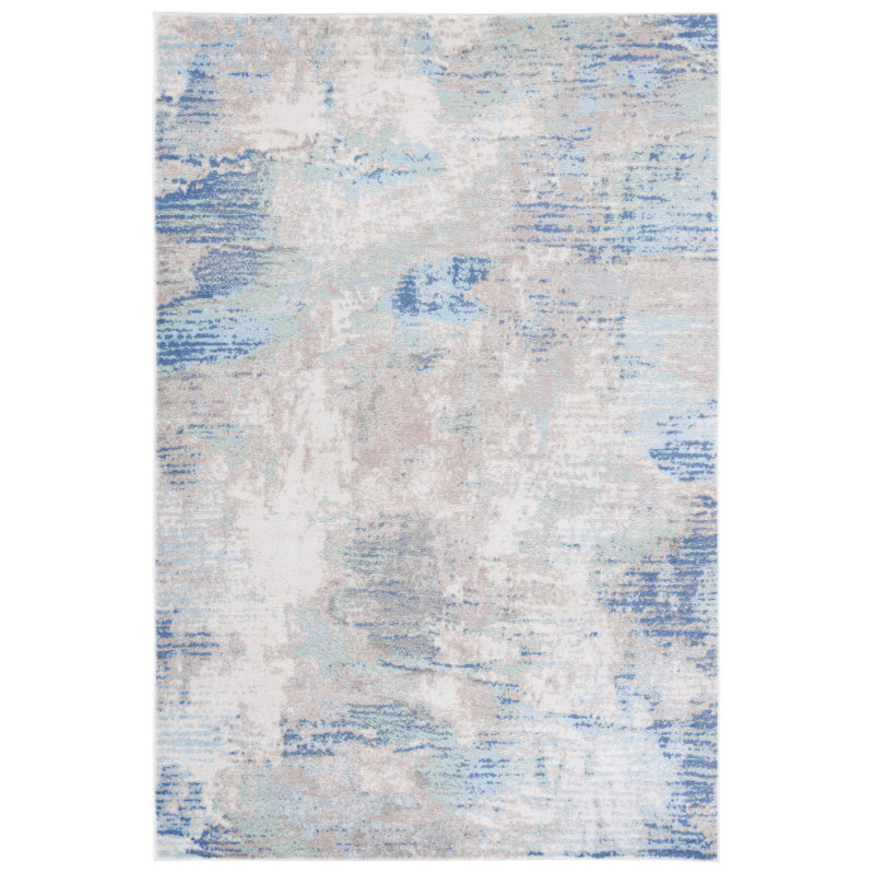 Tapis Strasser 504 en beige / gris-bleu, Rectangle 5 pi 5 po x 7 pi 7 po
