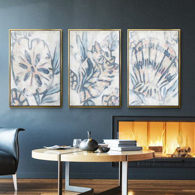 «Beach Shell Fresco I», ensemble de 3 reproductions de photos sur toile