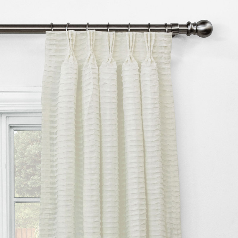 Yearling Pleated Sheer Semi Sheer Curtain, Pearl, 20" x 120"