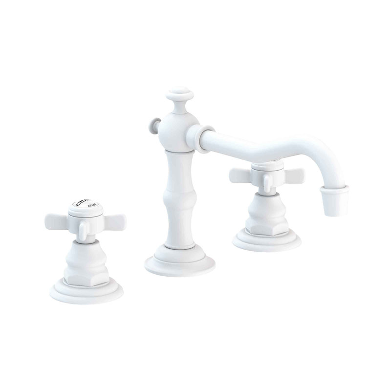 Fairfield Widespread Bathroom Faucet with Drain Assembly, Matte White