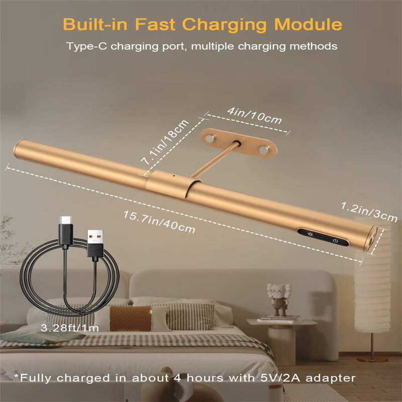 Battery Powered LED Wall Mount Picture Light, Gold