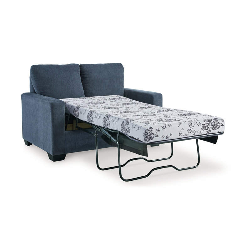 Clorene Upholstered Sleeper Sofa, Navy Blue, 39" H x 54" W x 40" D