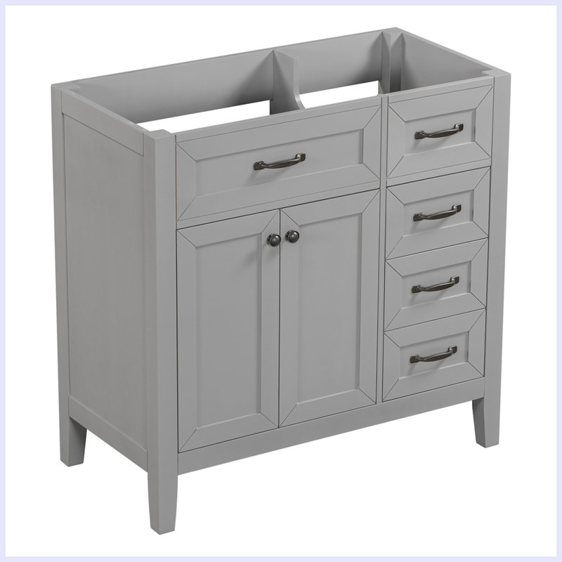 Meuble-lavabo moderne avec armoire et tiroirs, Gris