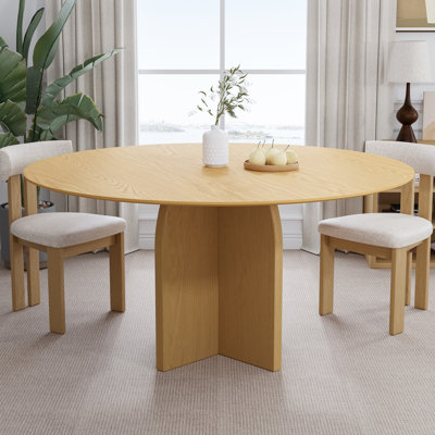  Roud Wooden Dining Table Kitchen Table with Cross Pedestal