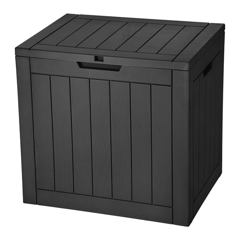 Lockable 30 - Gallon Resin Box - Waterproof for Patio & Pool, Black