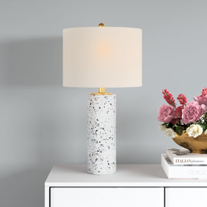 Kinsley 27" Terrazzo Table Lamp with Drum Shade, White