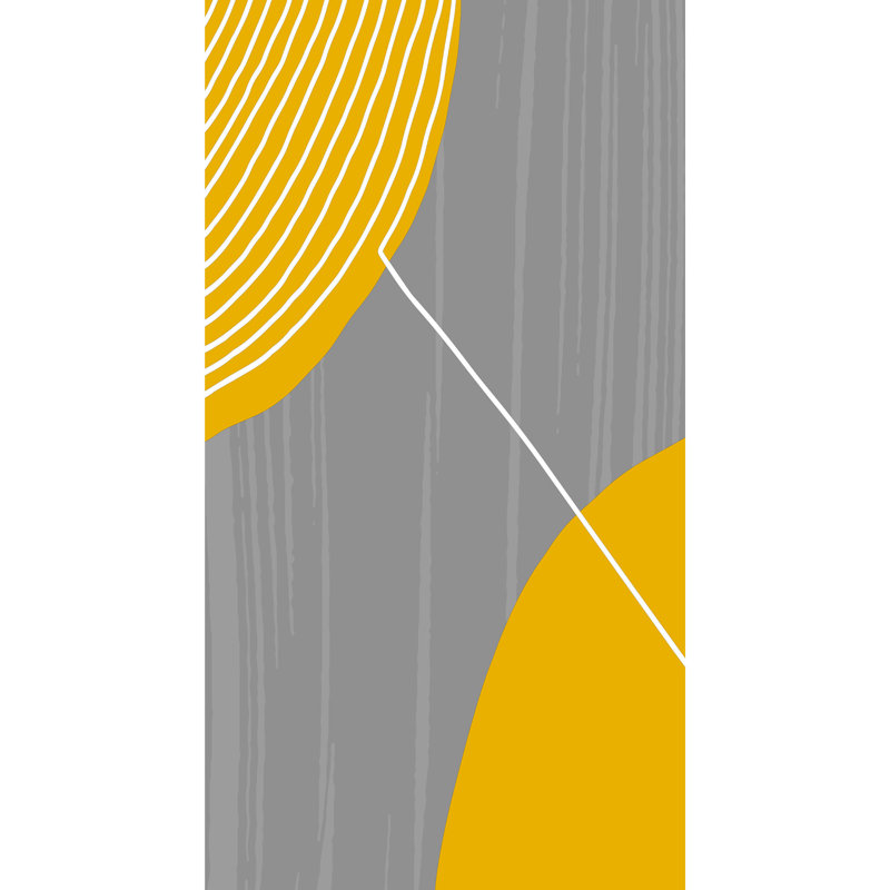 Tapis gris / jaune en polyester tissé à la machine Ashane, Rectangle 5 pi 11 po x 9 pi 2 po