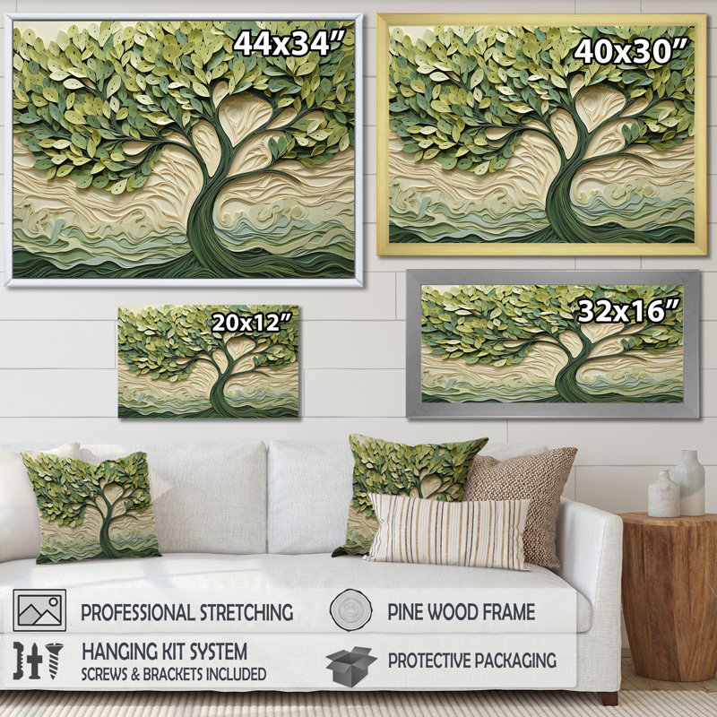 Arbre de tilleul américain collage 3 - décoration murale arbre, Toile tendue, H 24 po x l 32 po x P 1 po
