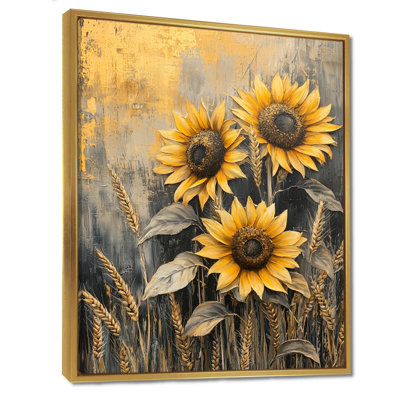 «Dovber Sunflowers In A Wheat Meadow II», reproduction sur toile encadrée