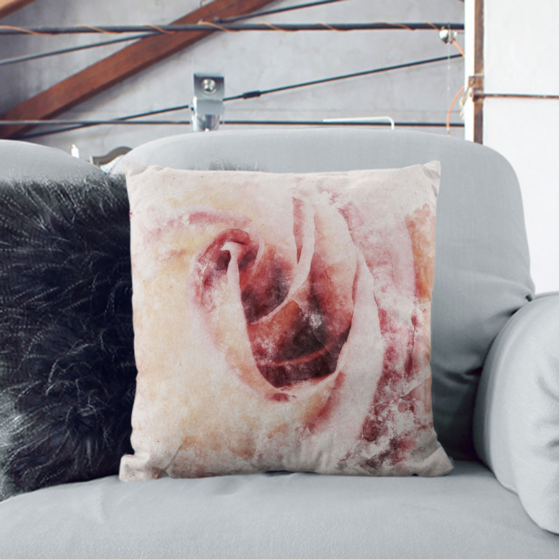 Pink Rose Flower Vol.6 Scatter Cushion, Black, 55cm H x 55cm W x 20cm D