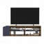 Meuble télé avec tablettes ouvertes pour divers espaces de rangement modernes, console média pour le salon, chêne naturel, bleu
