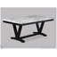 Ensemble de table de salle à manger moderne en faux marbre blanc avec chaises en similicuir noir et garniture cloutée, 7 pièces-755098442
