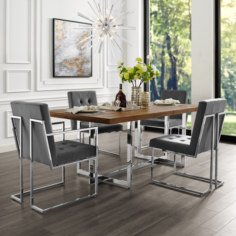 Chaise d'appoint Vannessa, gris, Chrome
