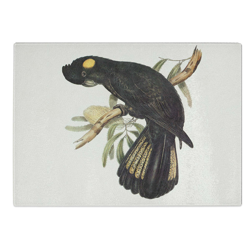 Glass Funereal Cockatoo by Elizabeth Gould Chopping Board, 39 cm W x 28.5 cm L