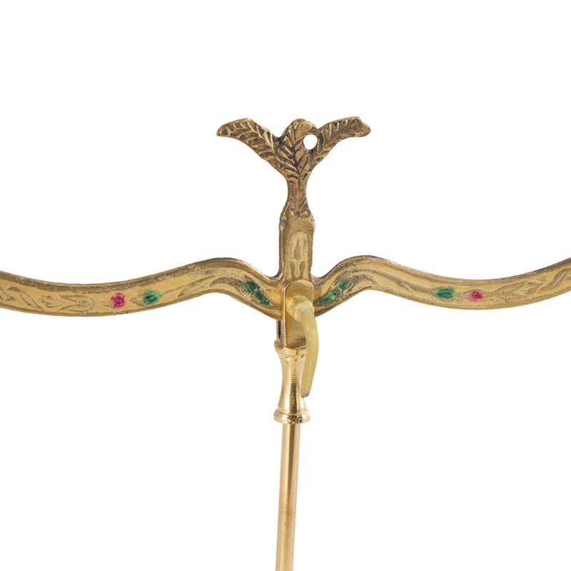 Farrell Metal Small Vintage Style Decorative Gold Scales with Red and Green Floral Accents
