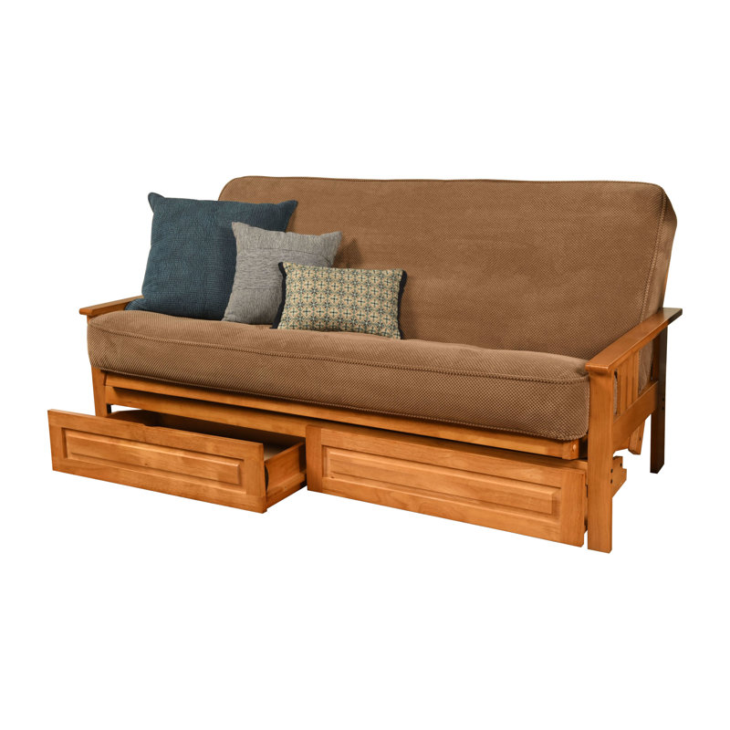 Ensemble de futon avec matelas et tiroir 79 po Stratford, Polyester moka Marmont, Noyer cendré