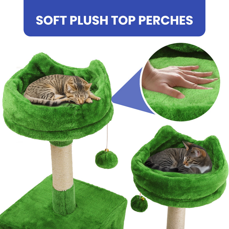 Tour pour arbre à chat à niveaux multiples 74,8 po, Vert