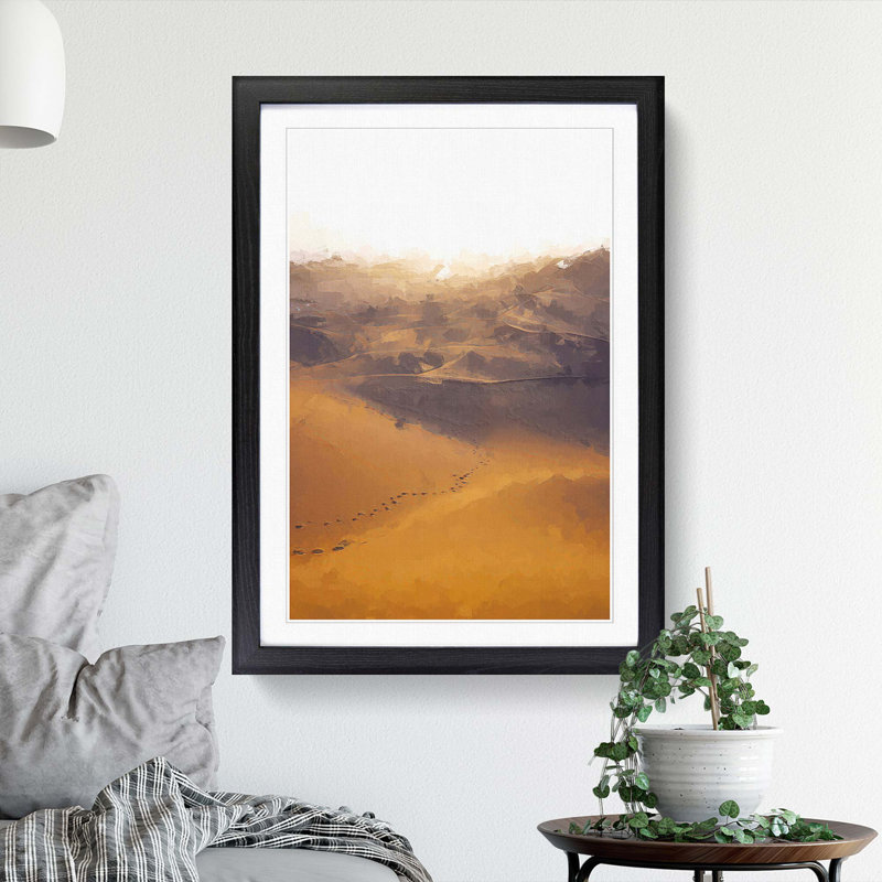 Trail on the Desert in Abstract - Picture Frame Graphic Art Print, 91cm H x 60cm W x 2cm D, Black