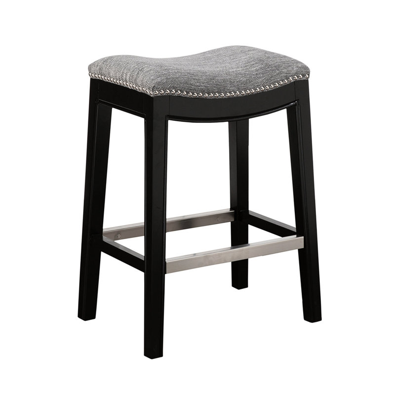 Tabouret de comptoir Saddle, Gris, Noir