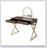 Coleen Vanity Desk With Mirror And Jewelry Tray, Walnut And Gold Finish, Spacious Storage For Cosmetics And Accessories