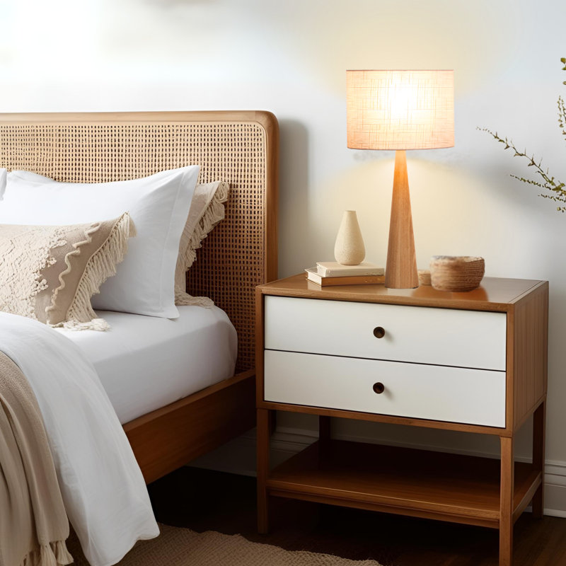 Manveen 20" Natural Solid Wood Table Lamp