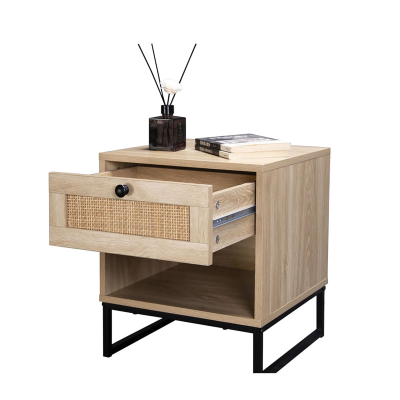 Table d'appoint en bouleau avec tiroir Coastal Modern