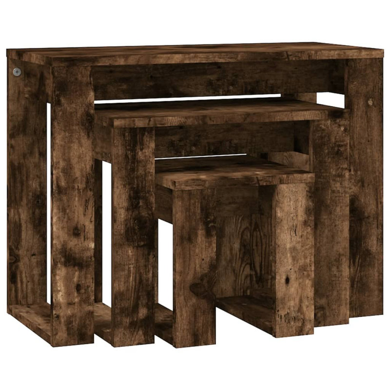 Alexzandrea Nesting Tables 3 Pcs Chipboard, Smoked Oak, Smoked Oak