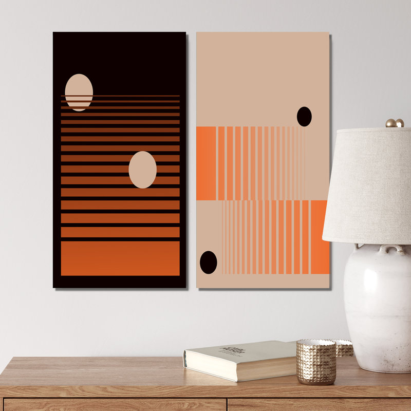 Retro Minimalistic I - Ensemble de 2 peintures, Toile tendue, H 20 po x l 24 po x P 1 po