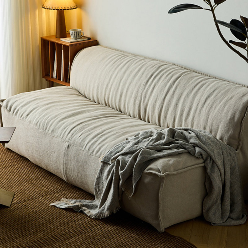 Armless Cotton Linen Straight Sofa